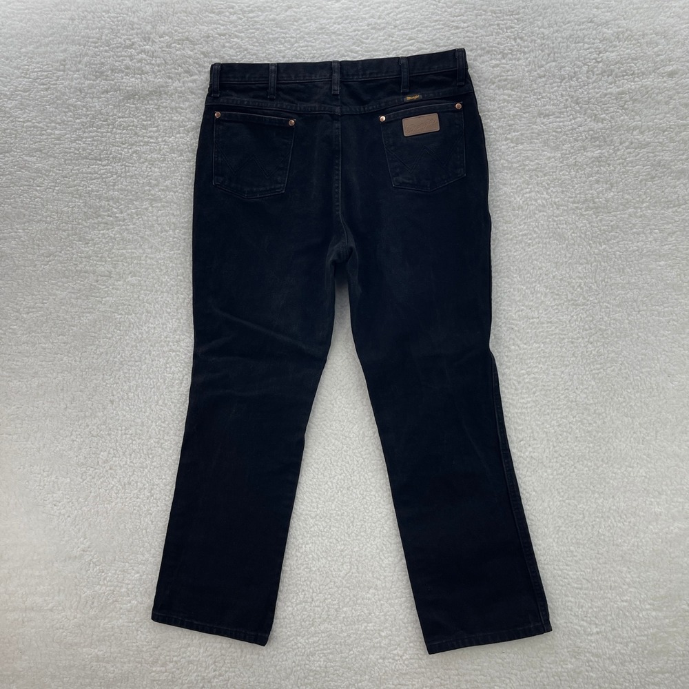 Wrangler Jeans Mens 38x32 Black 936WBK Cowboy Cut Slim Dark Wash Western Rodeo